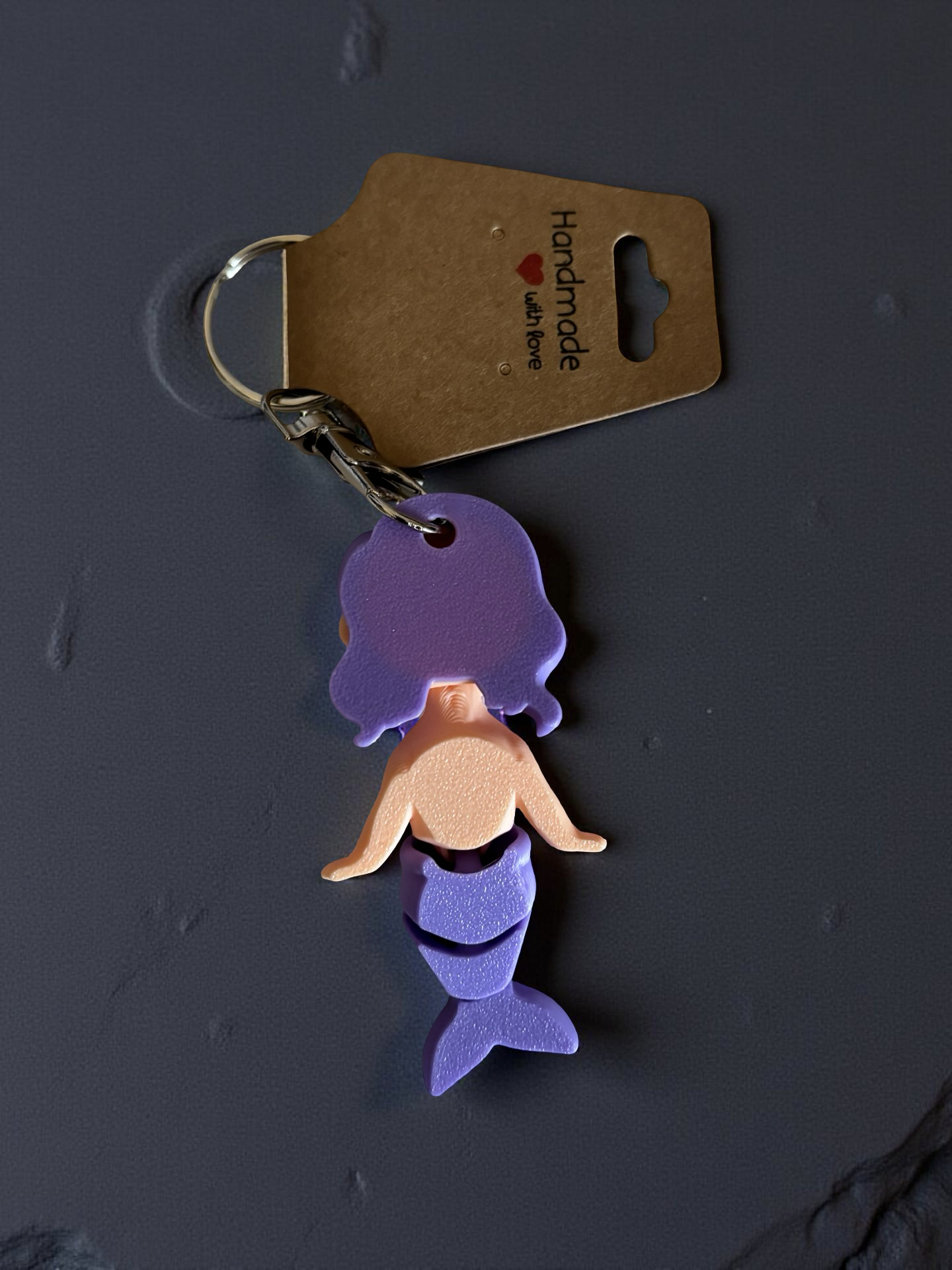 Purple Bikini Mermaid Fidget Toy - 3D Printed Keychain, 7cm Ocean Friend