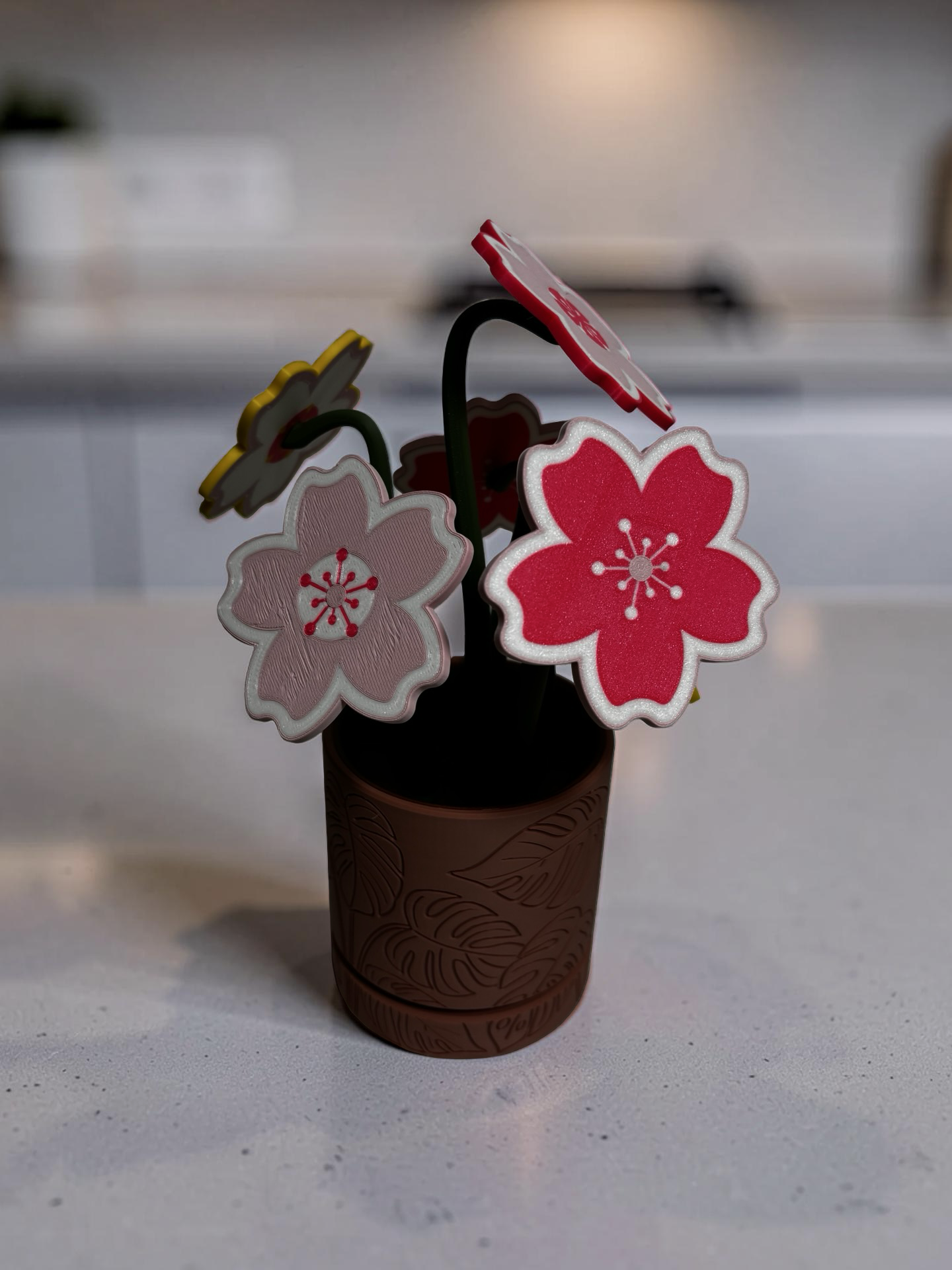 Cherry Blossom Coaster Set with Magnetic Holder | 6 Petal Coasters Modern decor