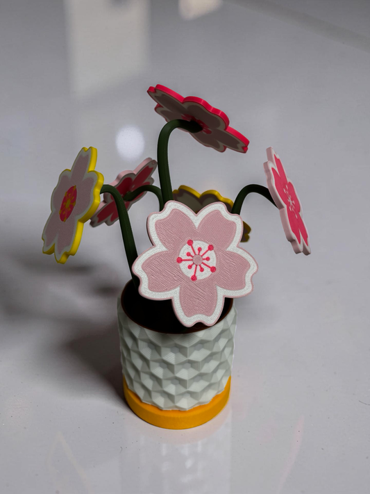 Cherry Blossom Coaster Set with Magnetic Holder | 6 Petal Coasters Modern decor
