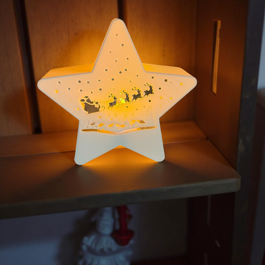 3D Printed Star Tealight Holder - Santa Sleigh Design