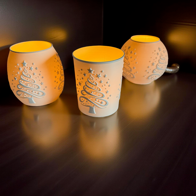 Trio of Christmas Tree Tealight Holders