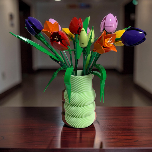 Vase For Lego Flowers,Bouquets, Botanicals tulips, Pink Roses, Red Roses 40461