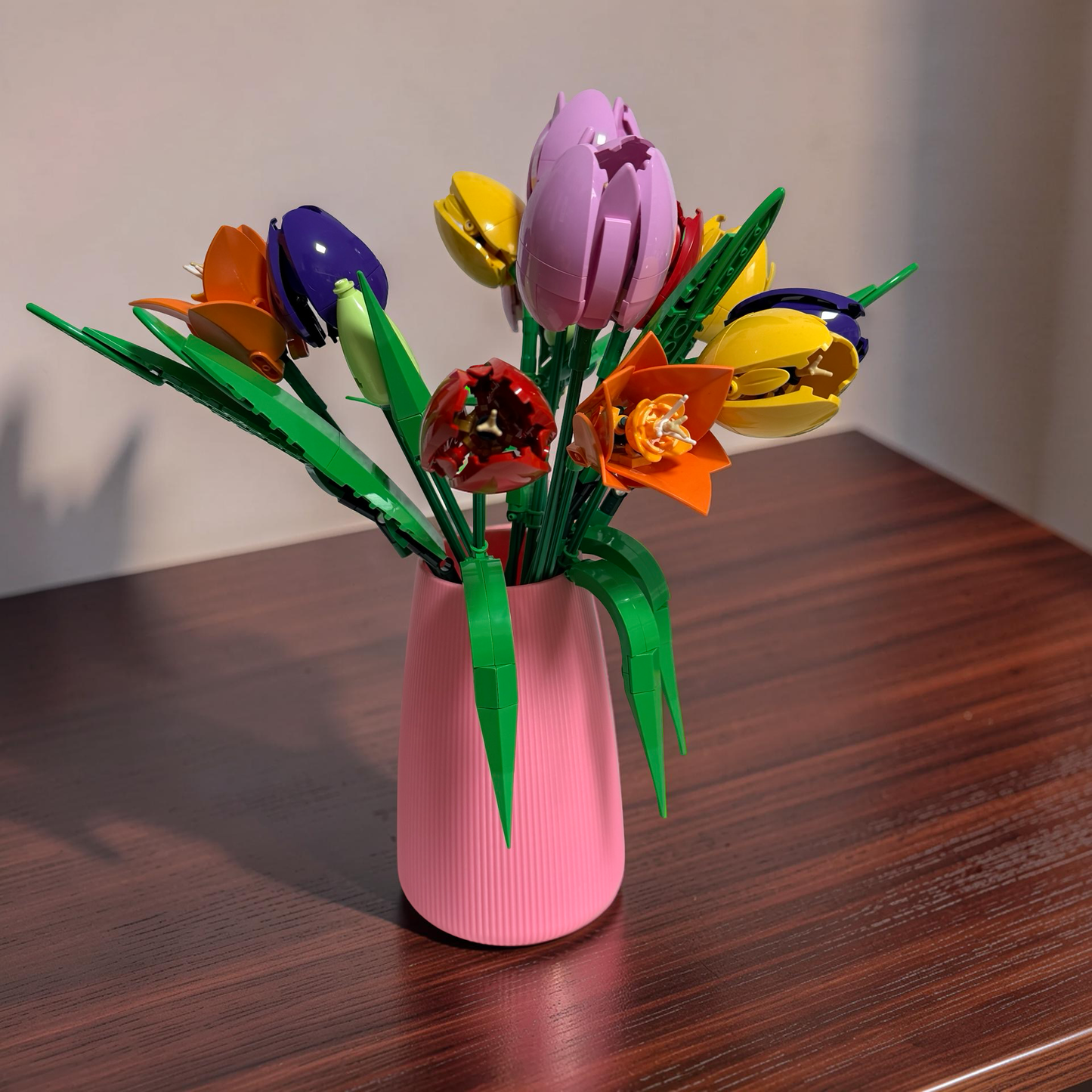 Vase For Displaying Lego Botanical Flowers, Ribbed Cylinder Vase 17cm