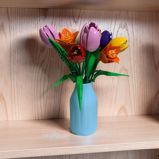Vase for Lego Botanical Flower Display Vase 17cm Ribbed Cylinder