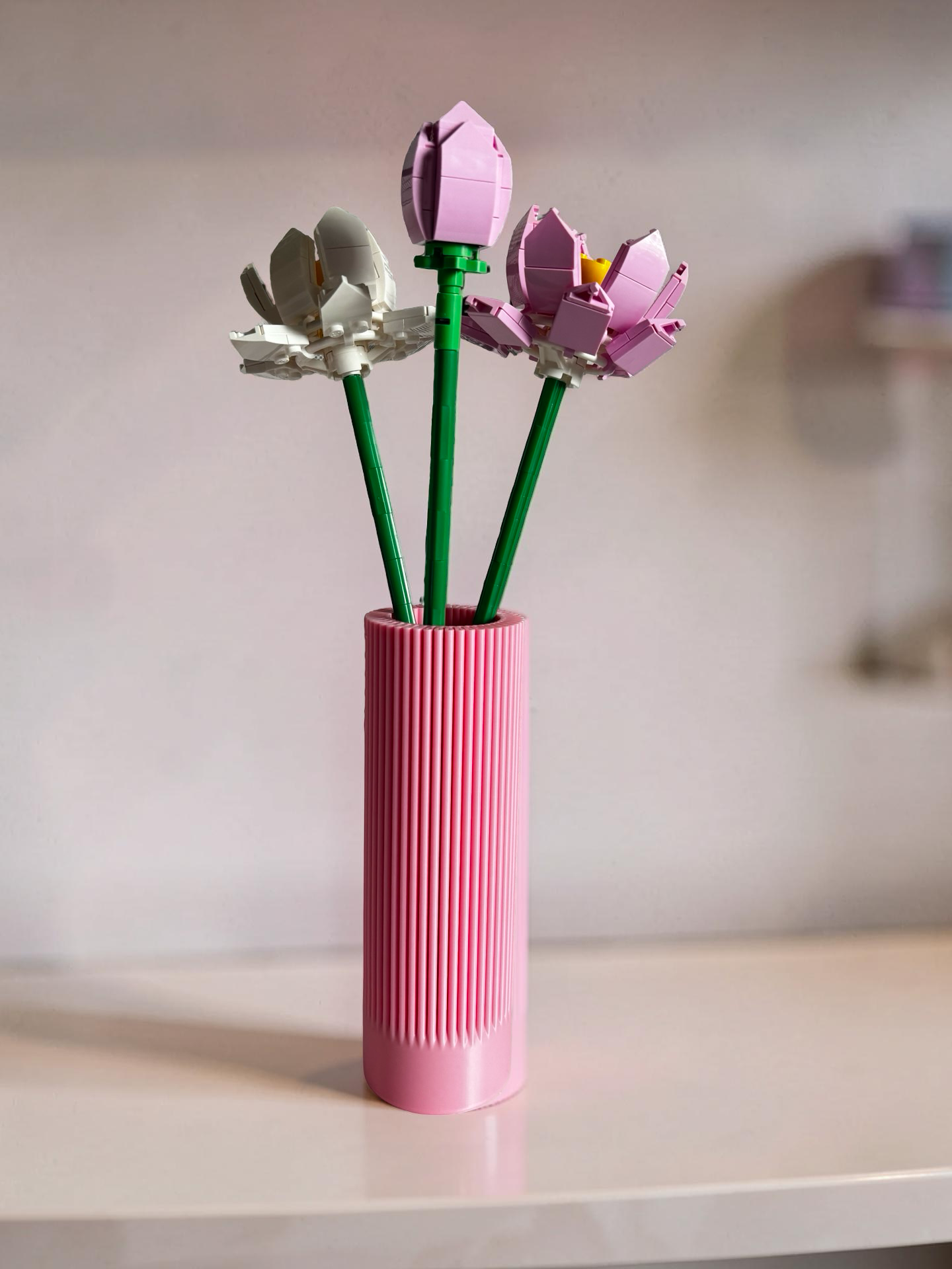 Vases For All LEGO Flowers Sets, Botanicals & Roses In A Modern Ribbed Design
