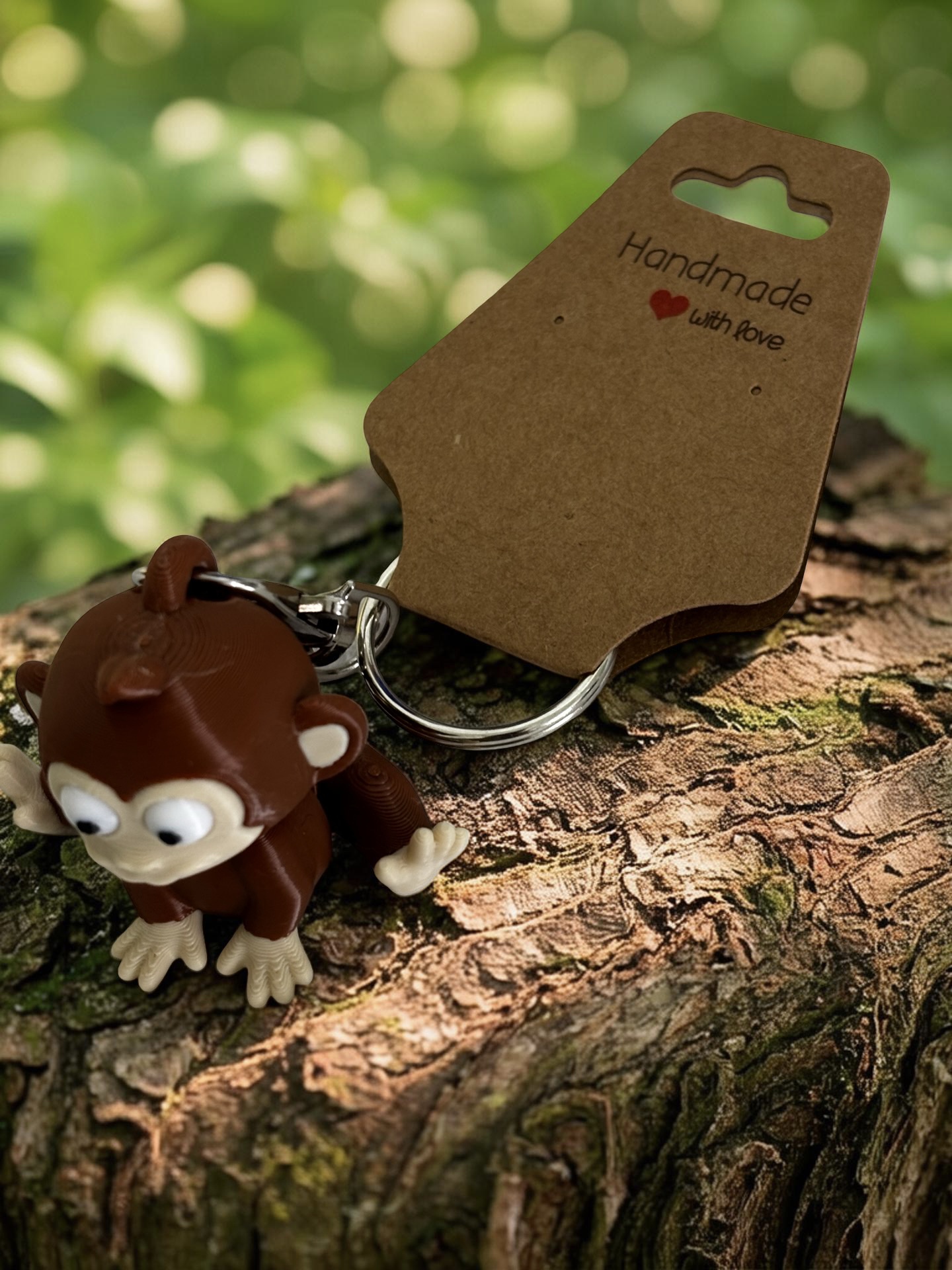3D Printed Monkey Fidget Toy Keychain Cute Mini Animal Figure 3.5cm Brown