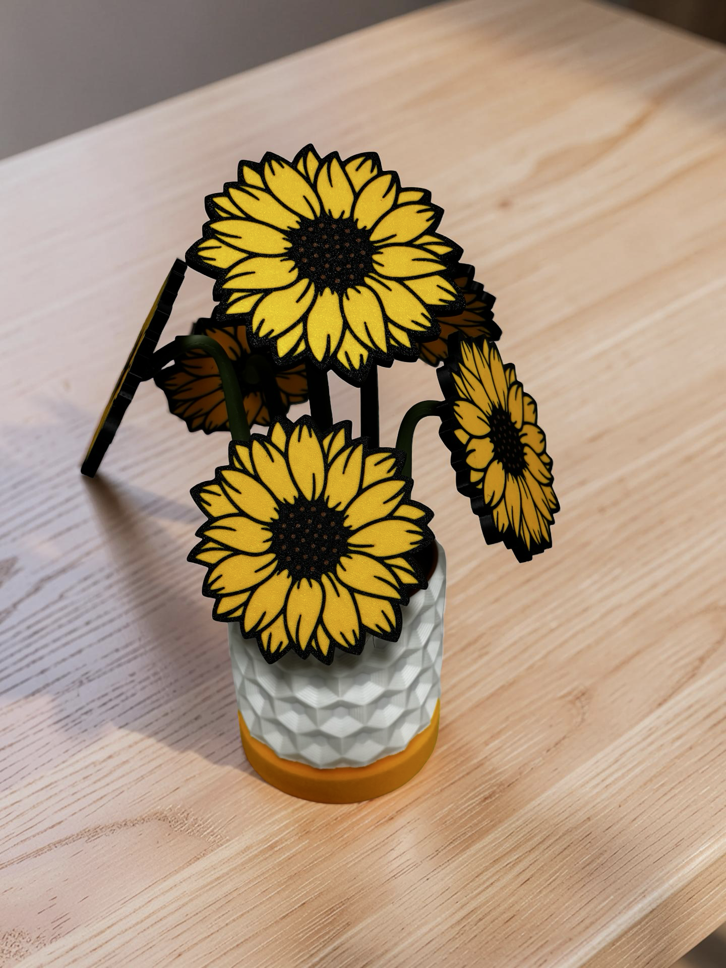 SunFlower Coaster Set with Magnetic Holder | 6 Flower Coasters | Modern decor