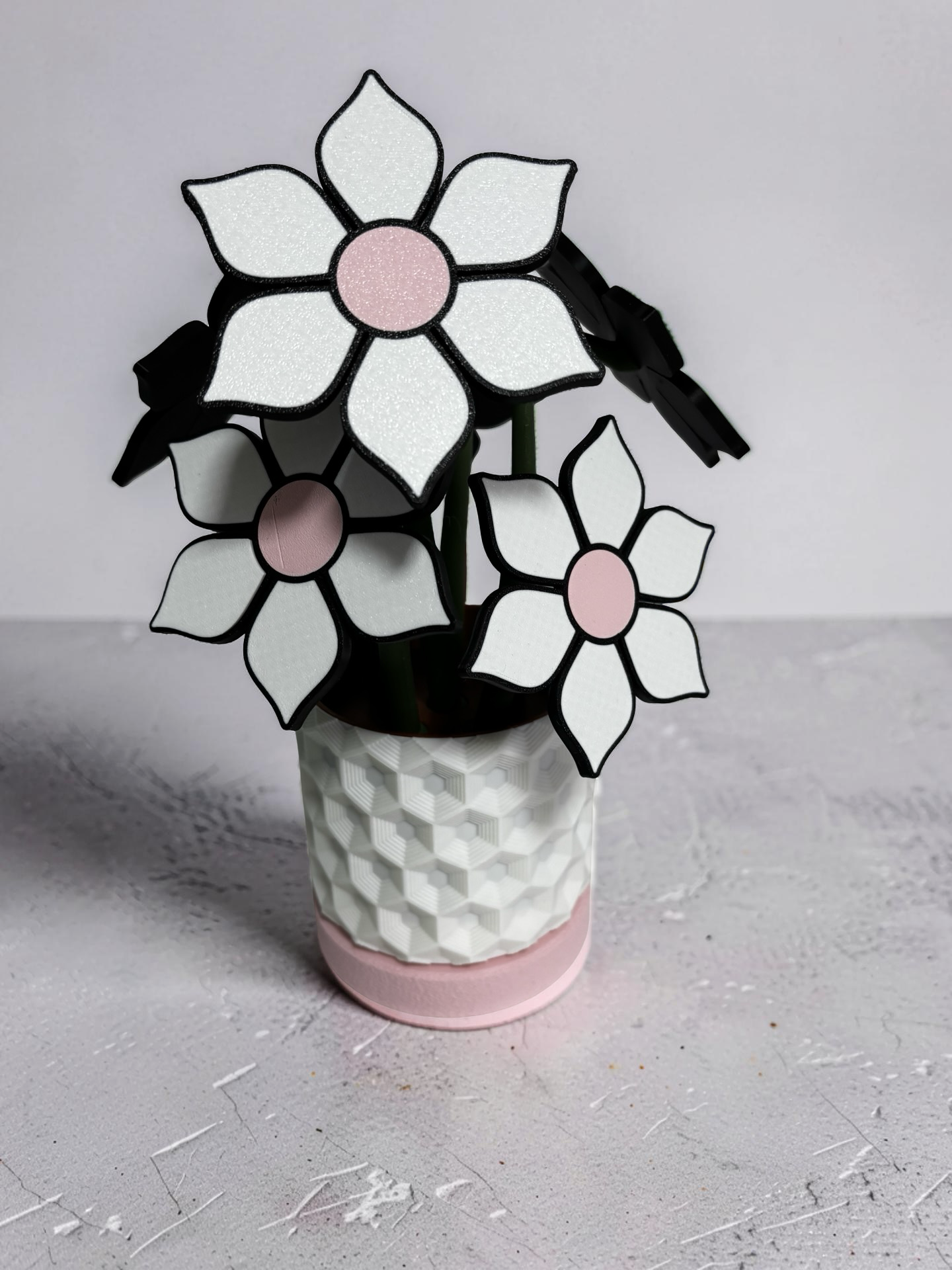 Flower Pink Coaster Set with Magnetic Holder | 6 Flower Coasters | Modern decor