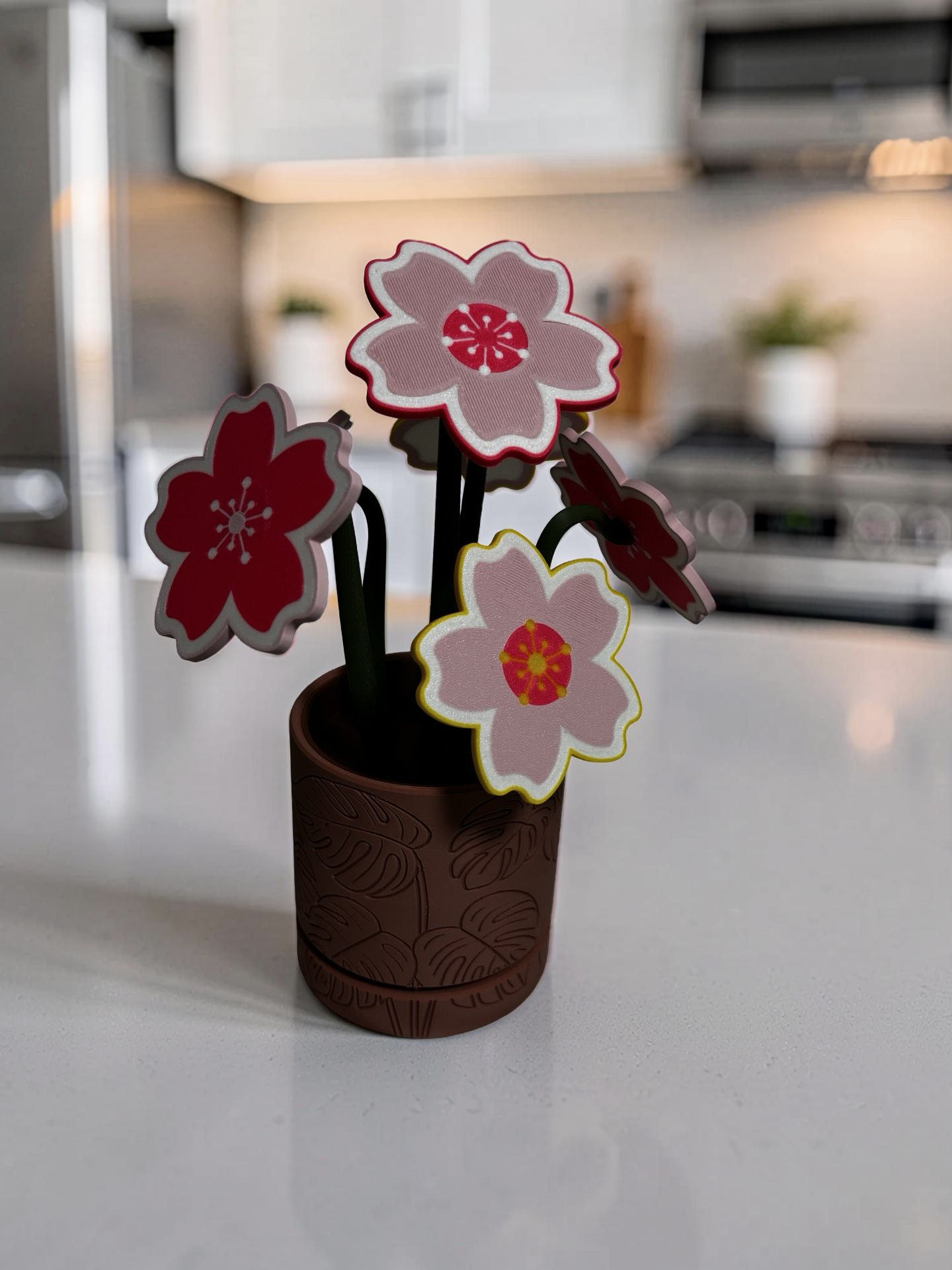 Cherry Blossom Coaster Set with Magnetic Holder | 6 Petal Coasters Modern decor