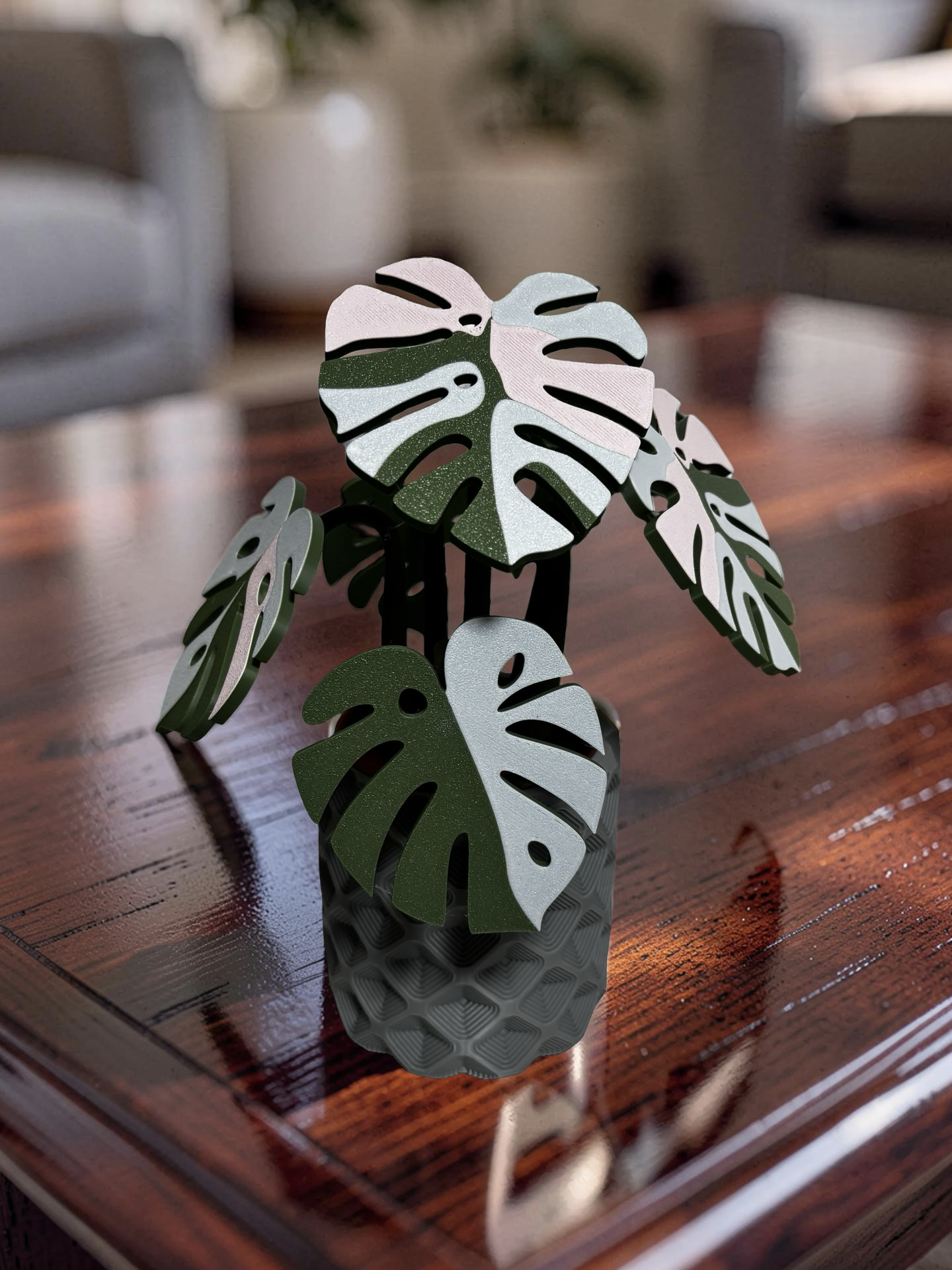 Monstera Coaster Set with Magnetic Holder | 6 Leaf Coasters | Modern decor