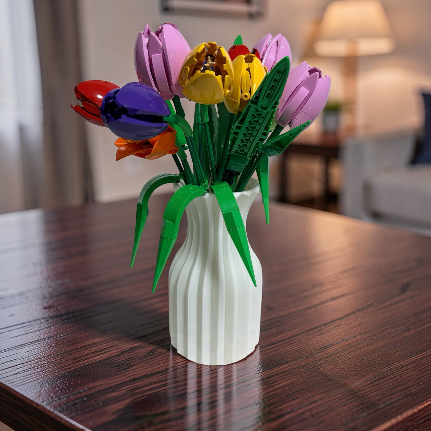 Vase for LEGO Botanical Flower Bouquet Sets 10280 10313 10328, Ribbed Hourglass.