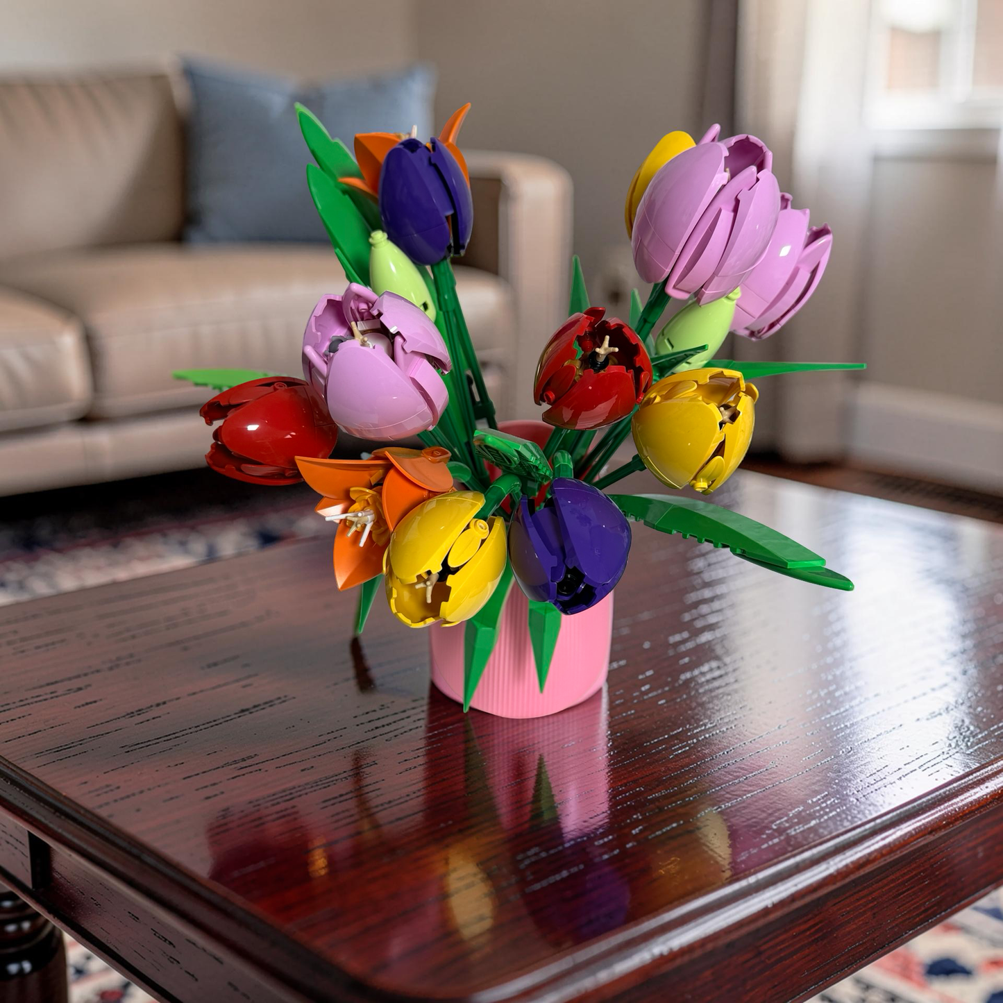 Vase For Displaying Lego Botanical Flowers, Ribbed Cylinder Vase 17cm