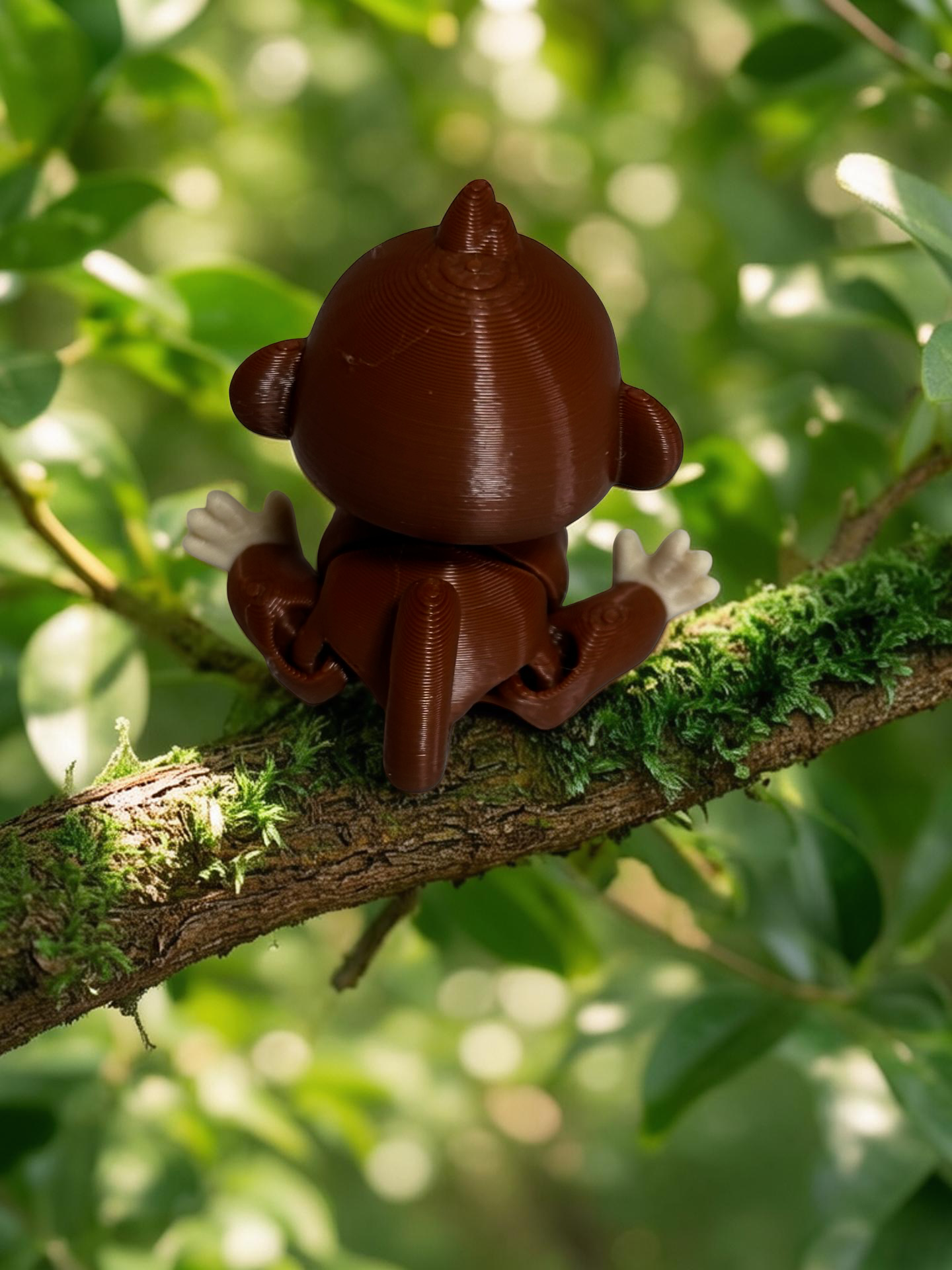 3D Printed Monkey Fidget Toy Keychain Cute Mini Animal Figure 3.5cm Brown