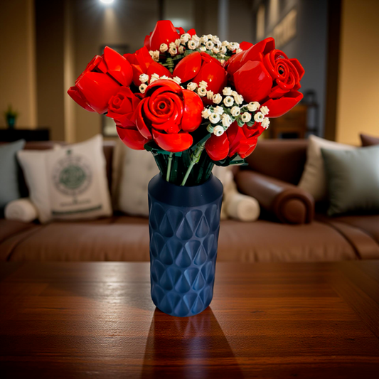 Navy Peardrop Vase for Lego Flowers or Artificial Flowers