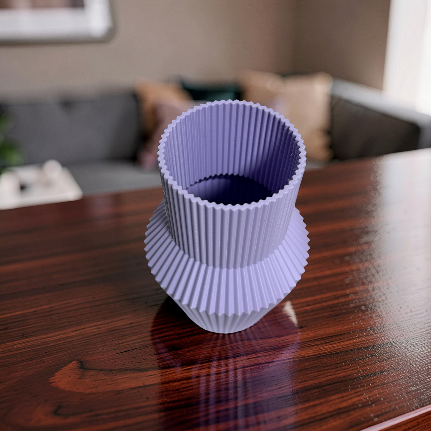 Fluted Geometric Vase for LEGO Botanical Flower Sets 17cm Modern Faceted Design