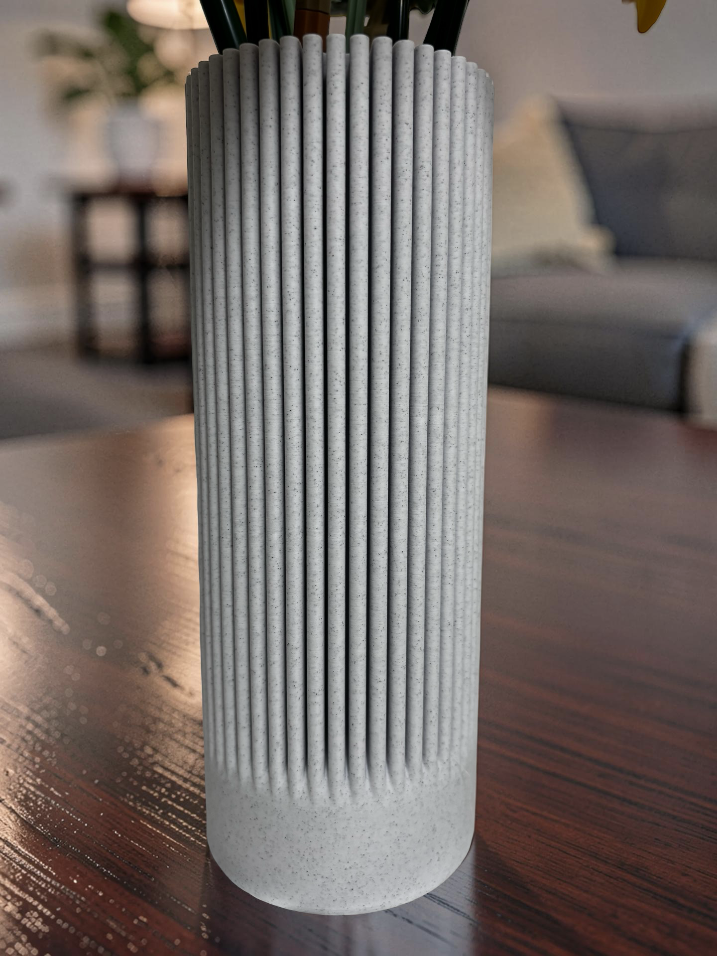 Vase for LEGO Sunflowers Bouquet 11502 | Modern Ribbed Vase | 18cm Tall