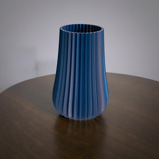 Navy Ribbed Vase for Lego Flowers or Artificial Flowers