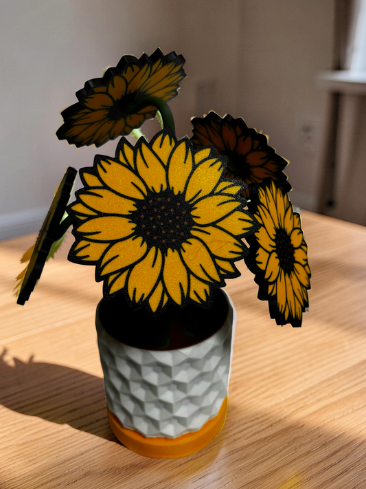 SunFlower Coaster Set with Magnetic Holder | 6 Flower Coasters | Modern decor