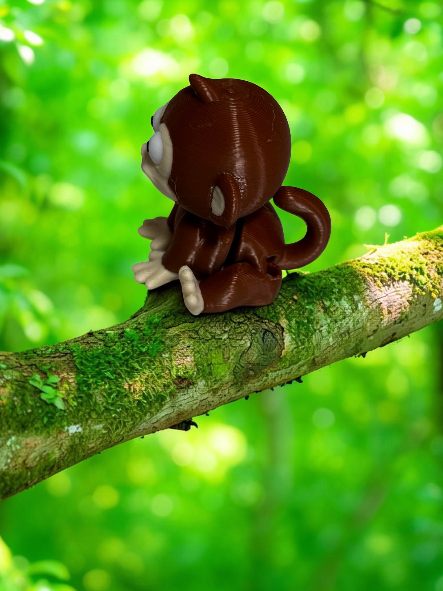 3D Printed Monkey Fidget Toy Keychain Cute Mini Animal Figure 3.5cm Brown