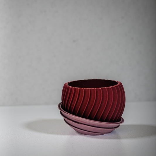 3D Printed Brown Spiral Planter