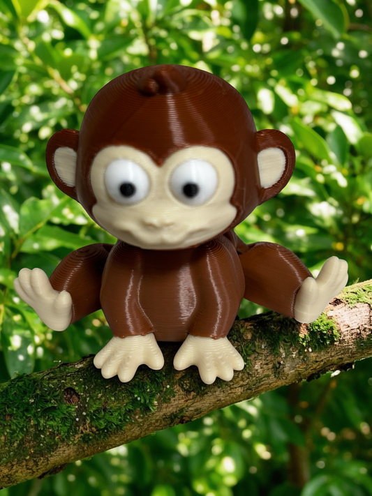 3D Printed Monkey Fidget Toy Keychain Cute Mini Animal Figure 3.5cm Brown