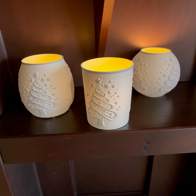 Trio of Christmas Tree Tealight Holders