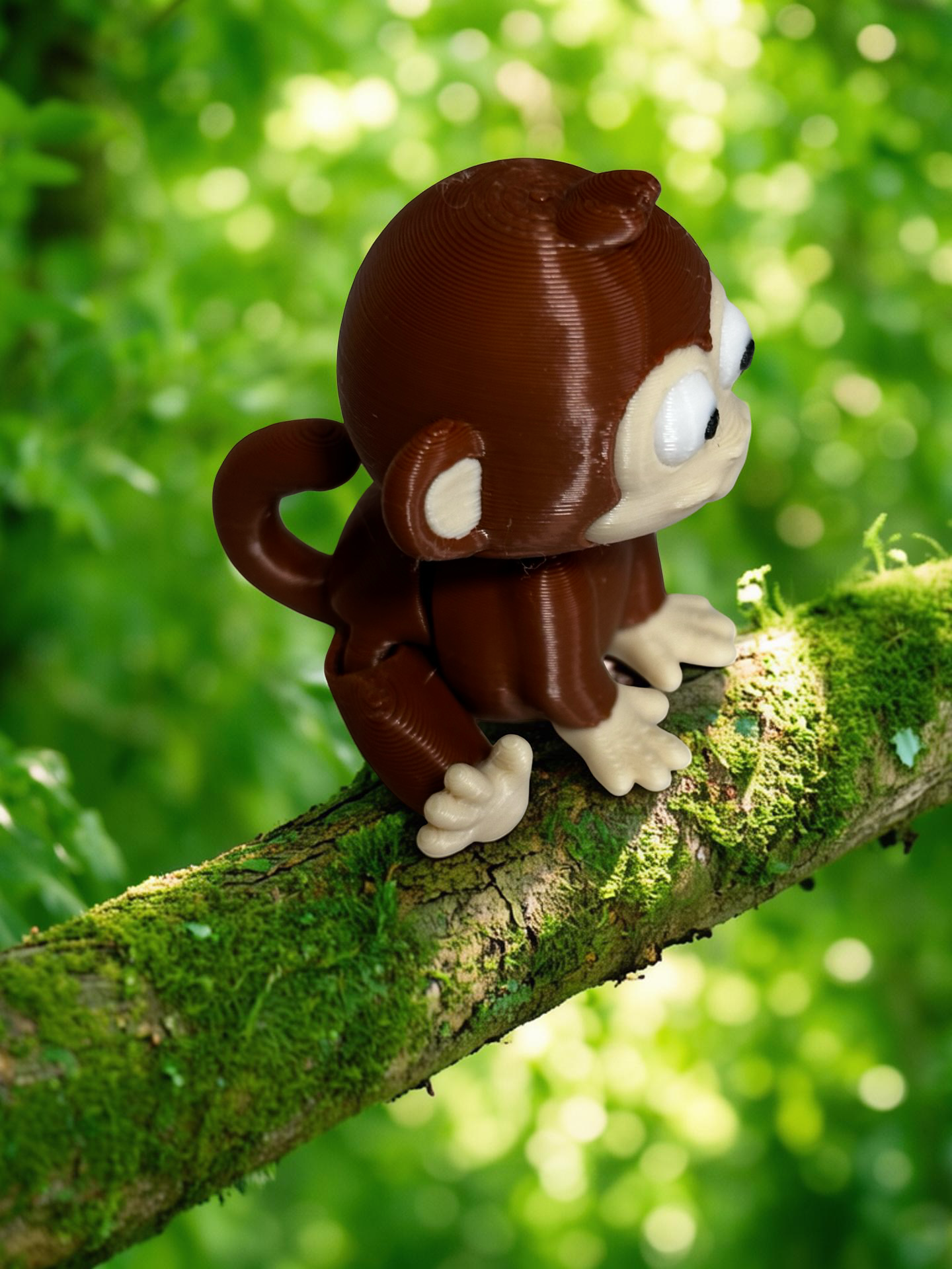 3D Printed Monkey Fidget Toy Keychain Cute Mini Animal Figure 3.5cm Brown