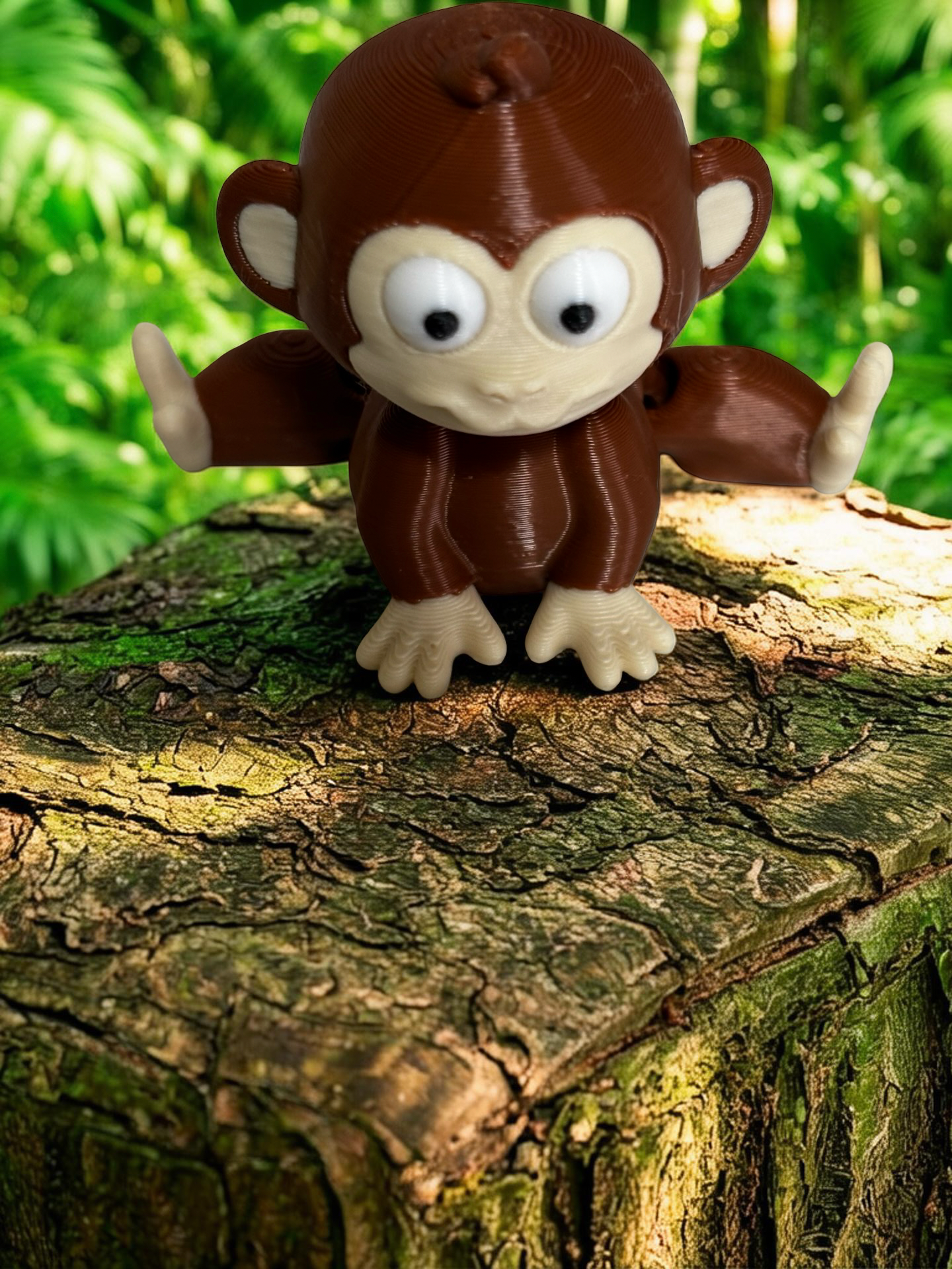 3D Printed Monkey Fidget Toy Keychain Cute Mini Animal Figure 3.5cm Brown