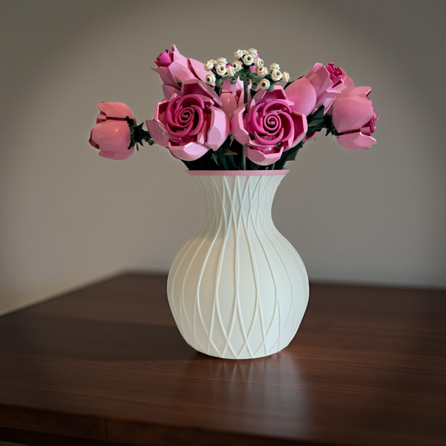 Pink & White Textured Vase for Lego Flowers