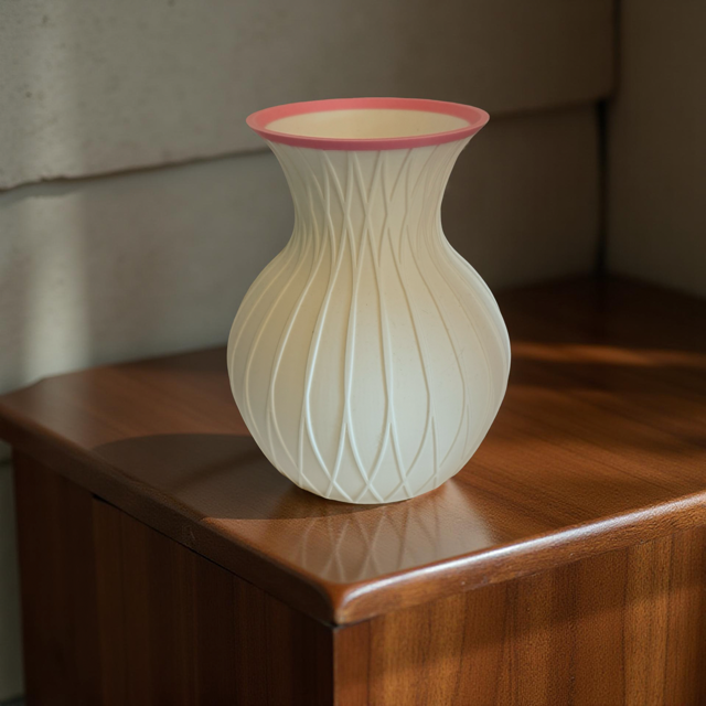 Pink & White Textured Vase for Lego Flowers