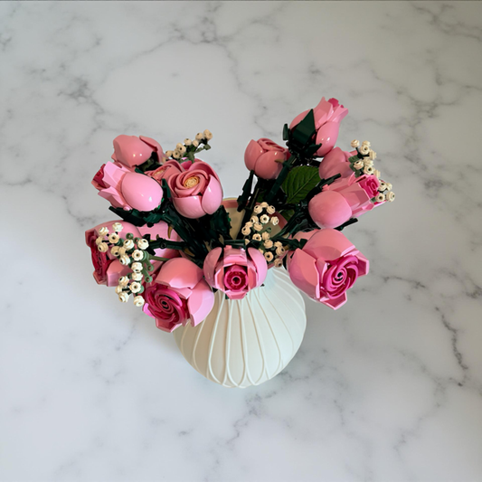 Pink & White Textured Vase for Lego Flowers